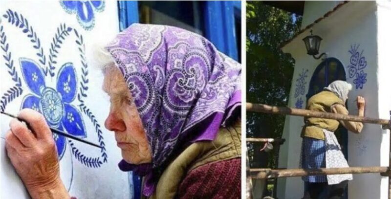 90-летняя бабушка превращает небольшую деревню в художественную галерею, рисуя цветы на домах.
